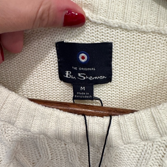 Ben Sherman Men's Ivory Cable Knit Sweater - Picture 3 of 10